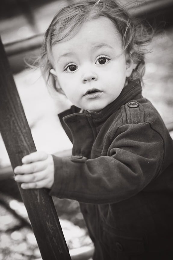 Boy looking at camera at playground in Derwood Maryland