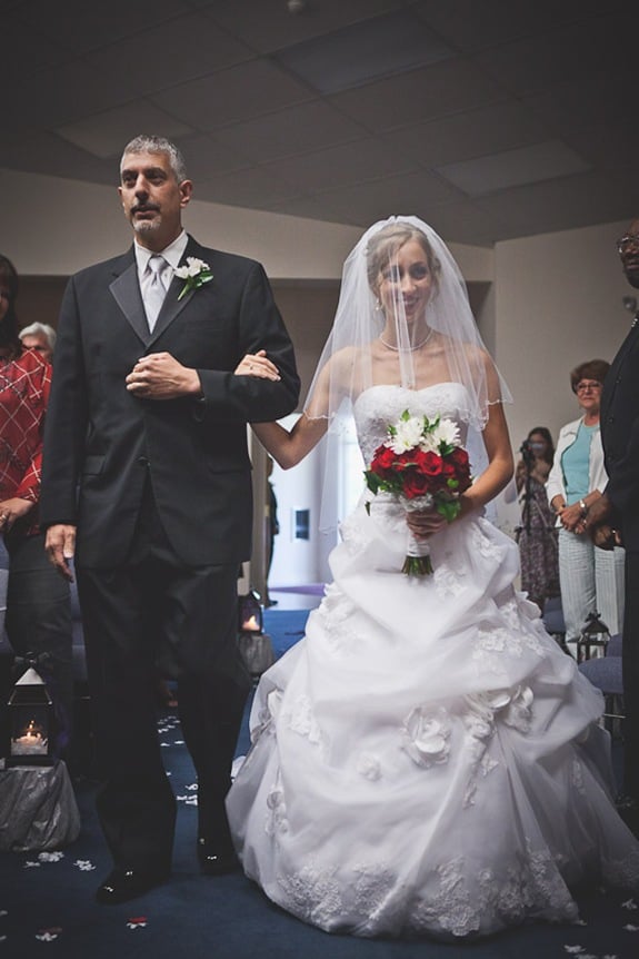 bride walking down isle in Mechanicsville MD