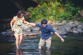 cute couple's engagement photos  in Historic Ellicott City