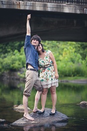 cute couple's engagement photos  in Historic Ellicott City