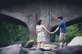 cute couple's engagement photos  in Historic Ellicott City