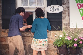 cute couple's engagement photos  in Historic Ellicott City