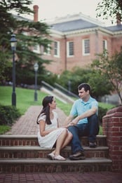 Engaged couple buying ice cream and coffee on a date