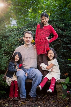 Family Christmas portraits at McCrillis Gardens in Bethesda MD