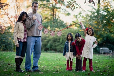 Family Christmas portraits at McCrillis Gardens in Bethesda MD