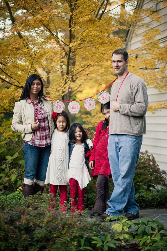 Family Christmas portraits at McCrillis Gardens in Bethesda MD