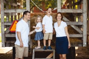 family portrait with energetic kids