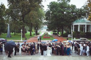 wedding guests after ceremony us naval academy