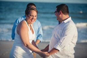 beach wedding couple