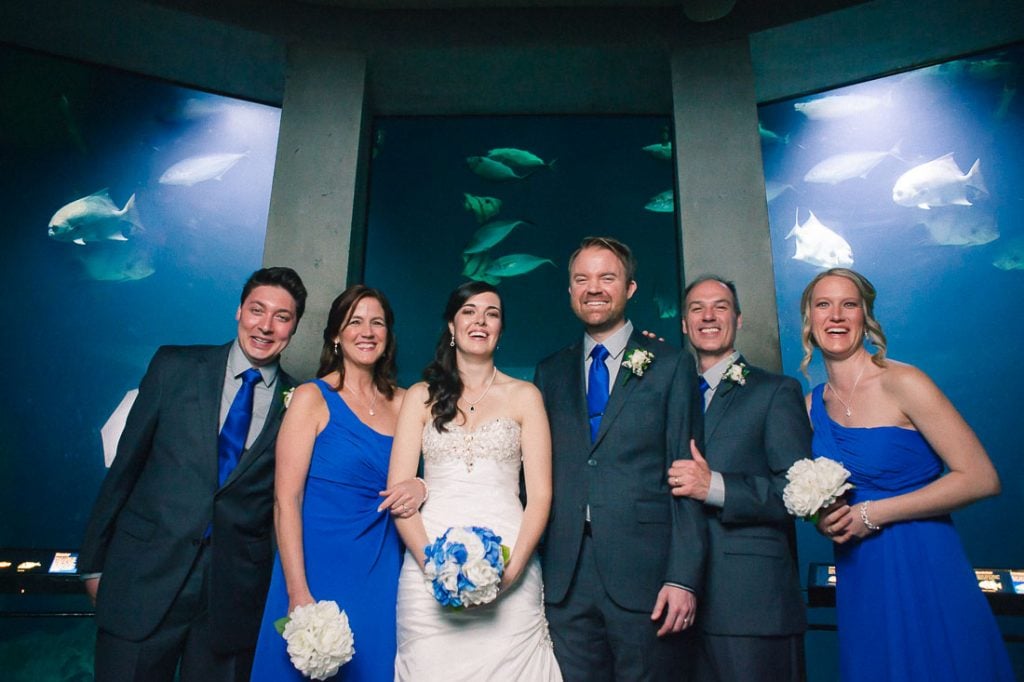 Wedding party at the Baltimore Aquarium