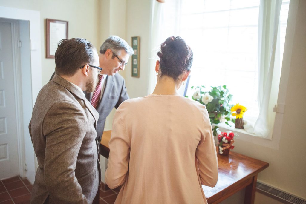 Signing in before elopement ceremony