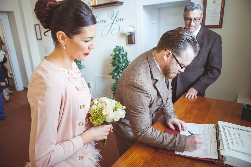 Signing in before elopement ceremony