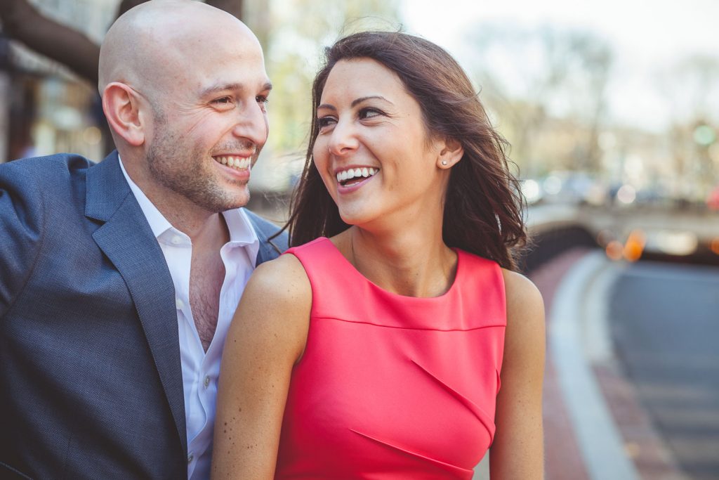 Close up of engaged couple together