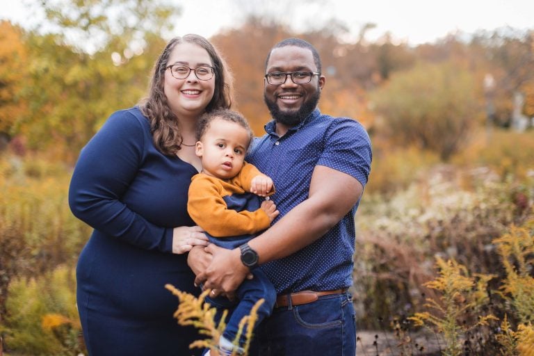 A family poses for a photo in Quiet Waters Park, Maryland.