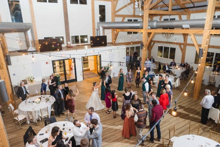 A wedding reception at Annapolis' Atreeum at Soaring Timbers barn venue.