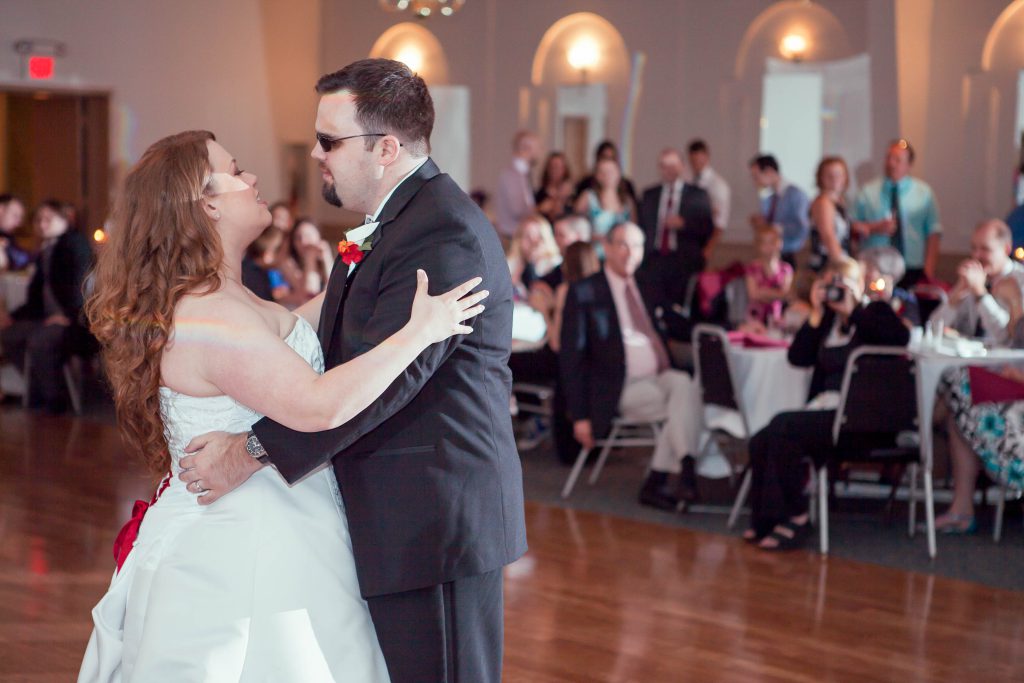 A bride and groom embracing at Boswell Hall in Maryland.