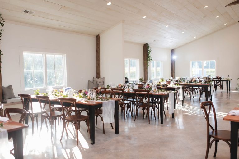 A wedding reception room at Fleetwood Farm Winery in Leesburg, Virginia.