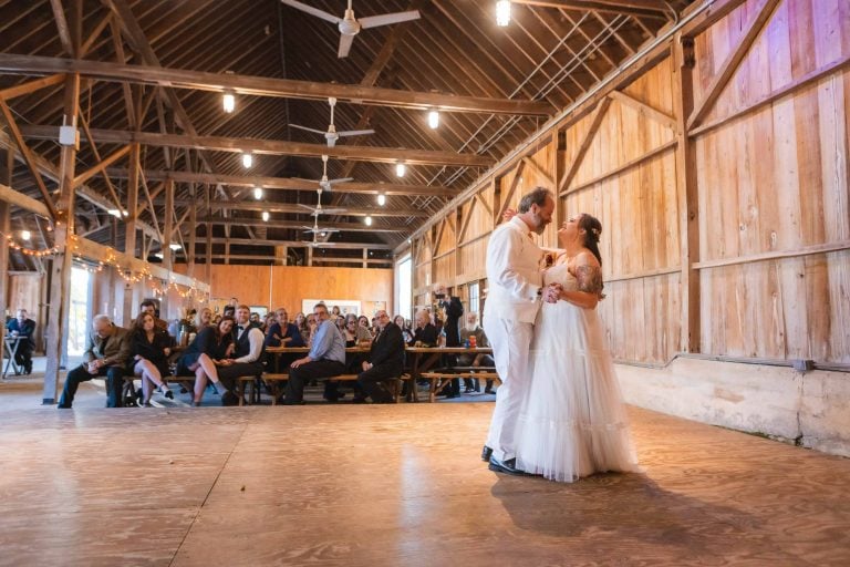 A bride and groom share their first dance at Jefferson-Patterson Park in Maryland.