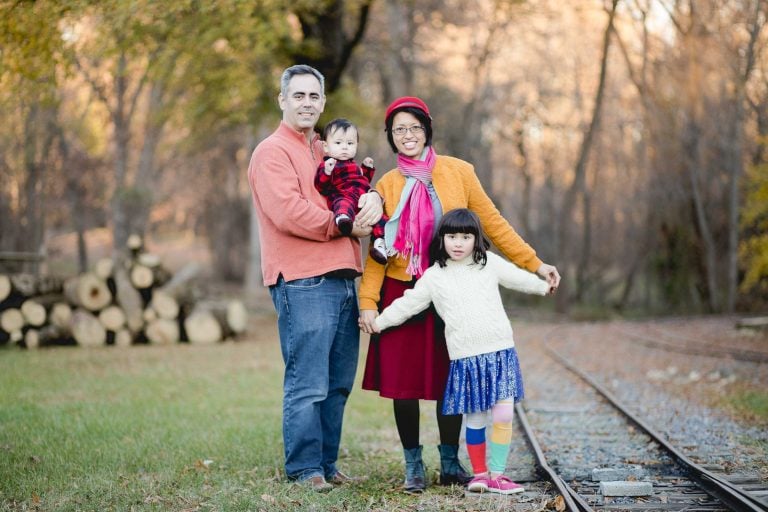 A family posing for a photo in Wheaton, Maryland.