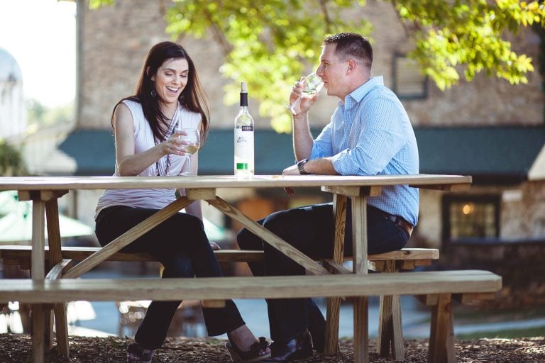 A couple enjoys a picnic at Boordy Vineyards in Hydes, Maryland.