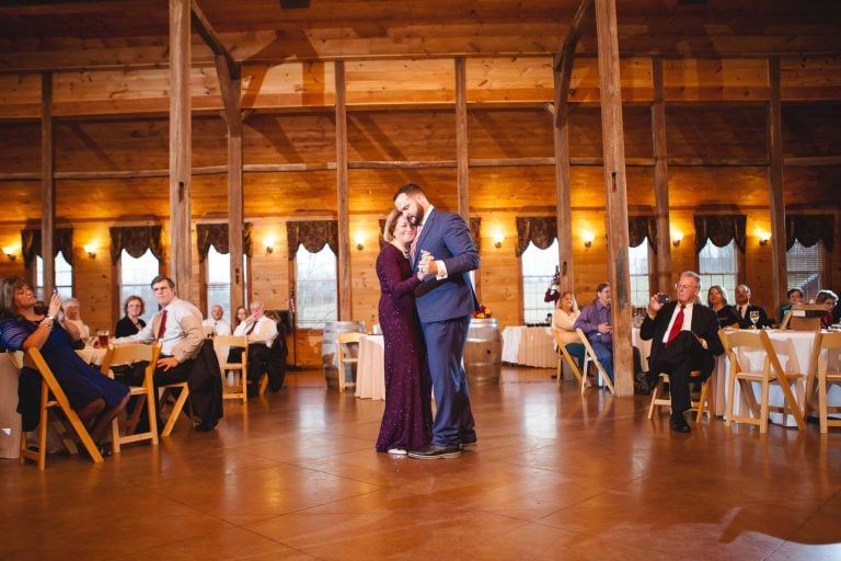 A bride and groom sharing their first dance at Linganore Winecellars in Mt. Airy, Maryland.