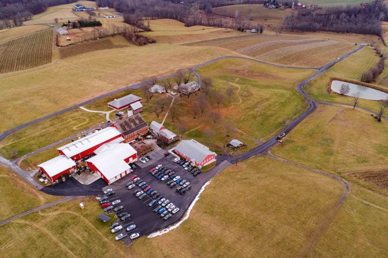 An aerial view of Linganore Winecellars farm in Mt. Airy, Maryland.