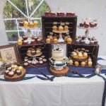 A table with wedding cupcakes.