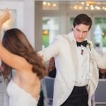 A couple dancing at their wedding reception.