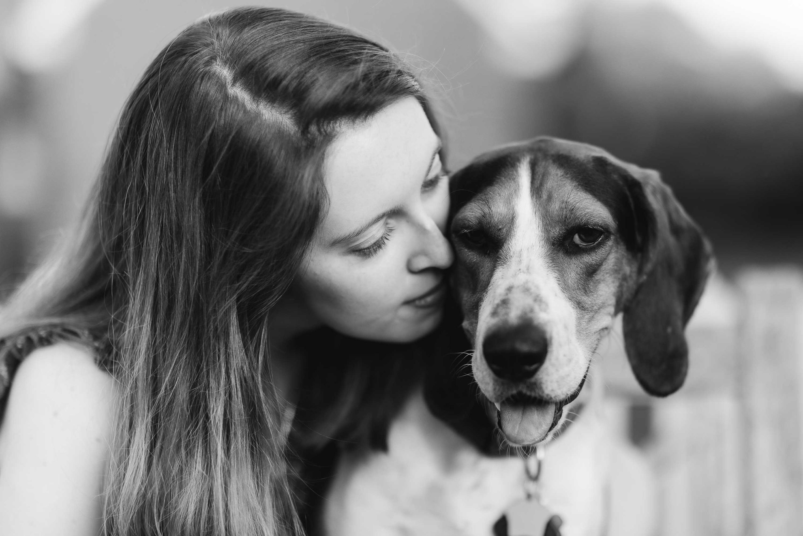 A black and white dog portrait at Montpelier Mansion.