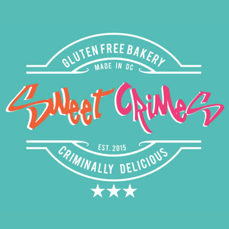 The logo for Sweet Crimes Bakery, a glutenfree bakery and event vendor.