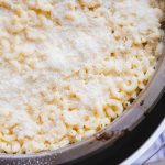 Slow cooker macaroni and cheese perfect for a birthday party.