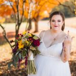 A wedding portrait in the fall.