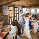 A couple dances at their wedding reception.