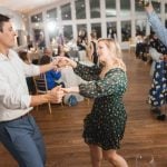 A wedding reception with dancing.