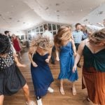 A wedding reception with dancing.