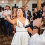 A couple dancing at their wedding reception.