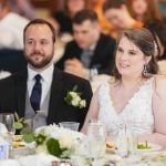 A couple at their wedding reception.