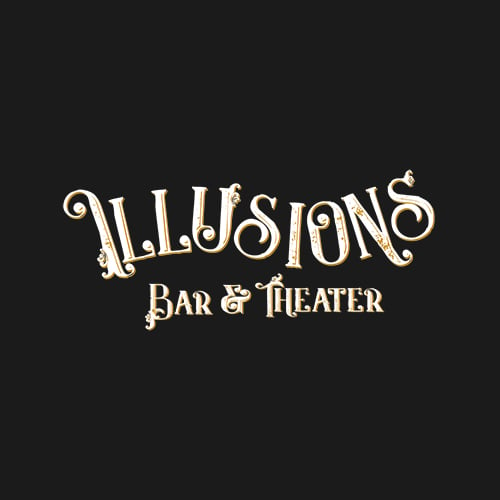 Logo for Illusions Magic Bar, a bar and theater presented by an event vendor.