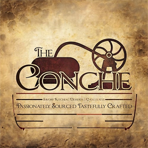 The Conche logo for event vendors on a brown background.