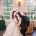 A Savage Mill bride and groom dancing at their wedding reception.