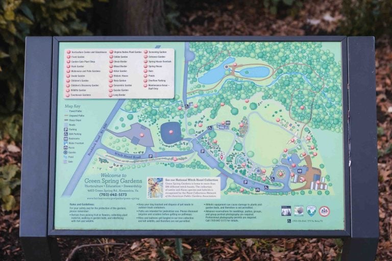 A sign with a map of the zoo located in Alexandria, Virginia.